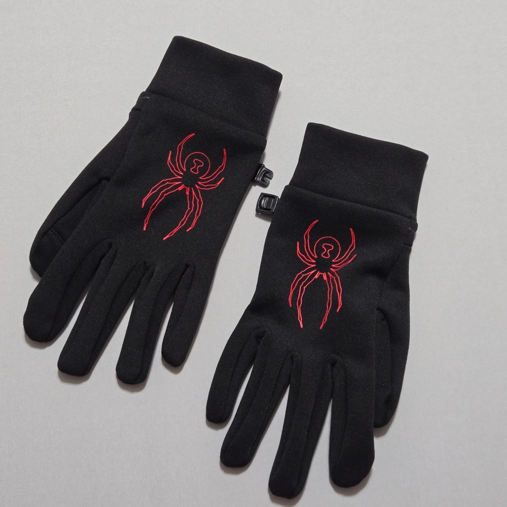 Spyder Performance Gloves Women Small Black Red Embroidered Logo Grippy Palm